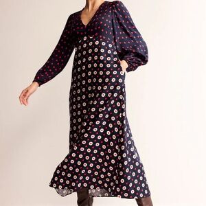 Boden Navy and Red Maxi Dress